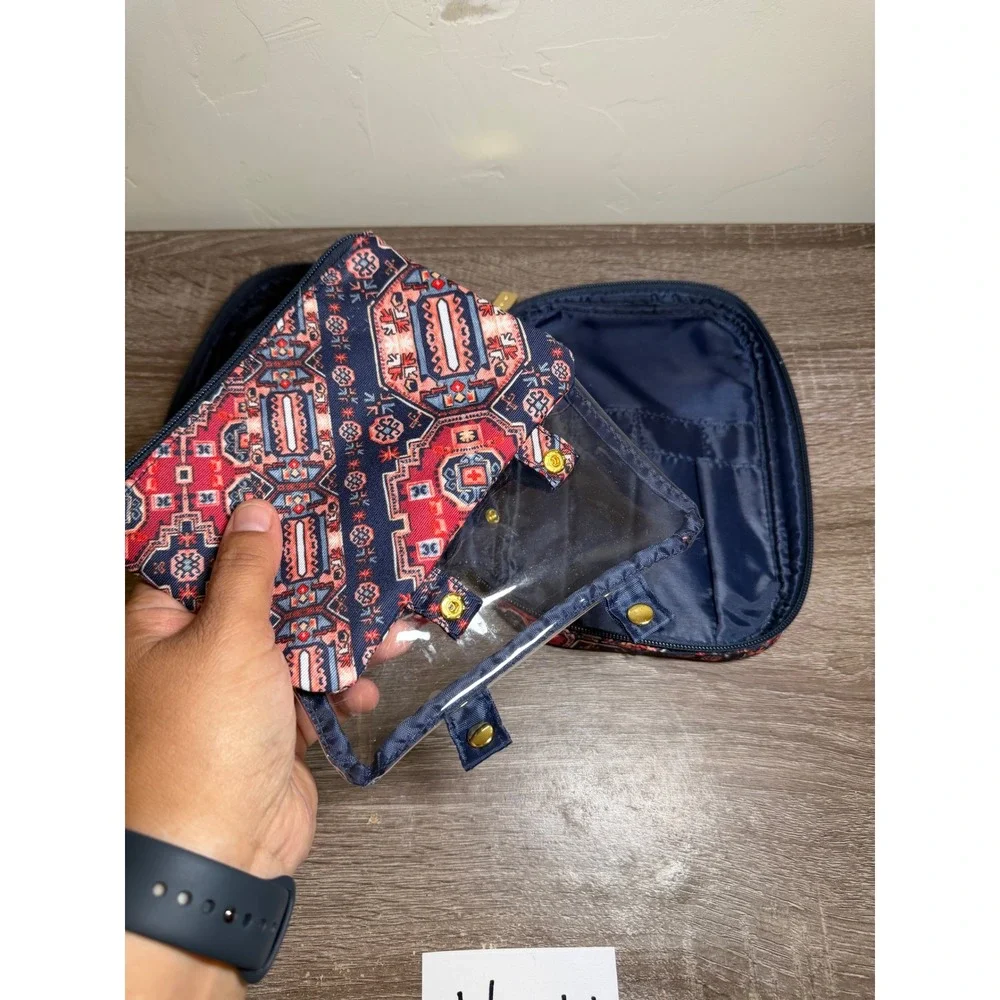 Tartan + Twine Bag Kilim Geometric Pattern Navy Red Gold Small